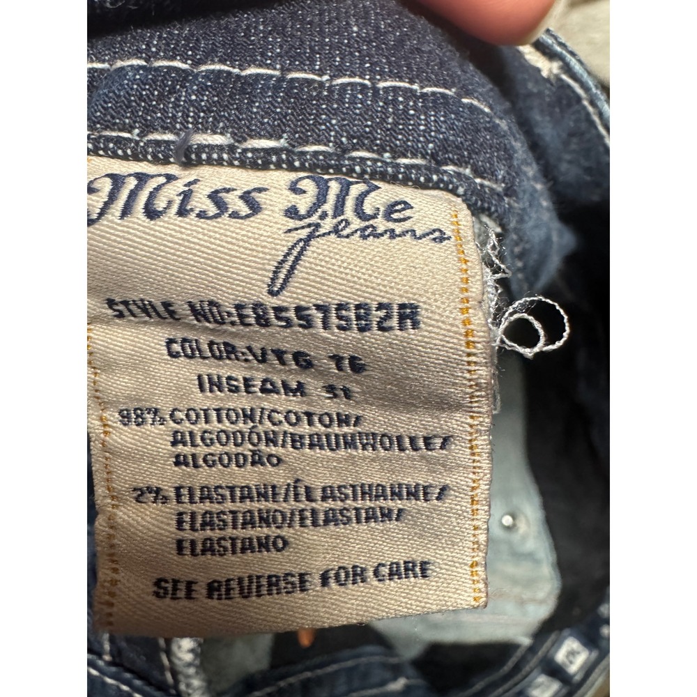 Miss Me Signature Slim Bootcut Embellished Jeans Medium Wash Size 30 Rhinestone - Picture 11 of 11